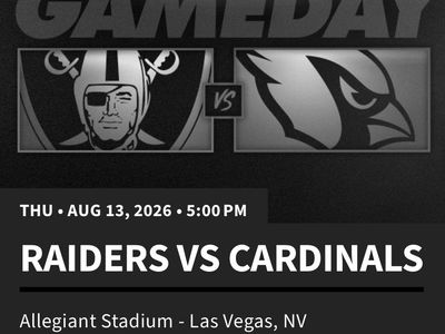 Raiders Tickets, Sec 202, Row 1.