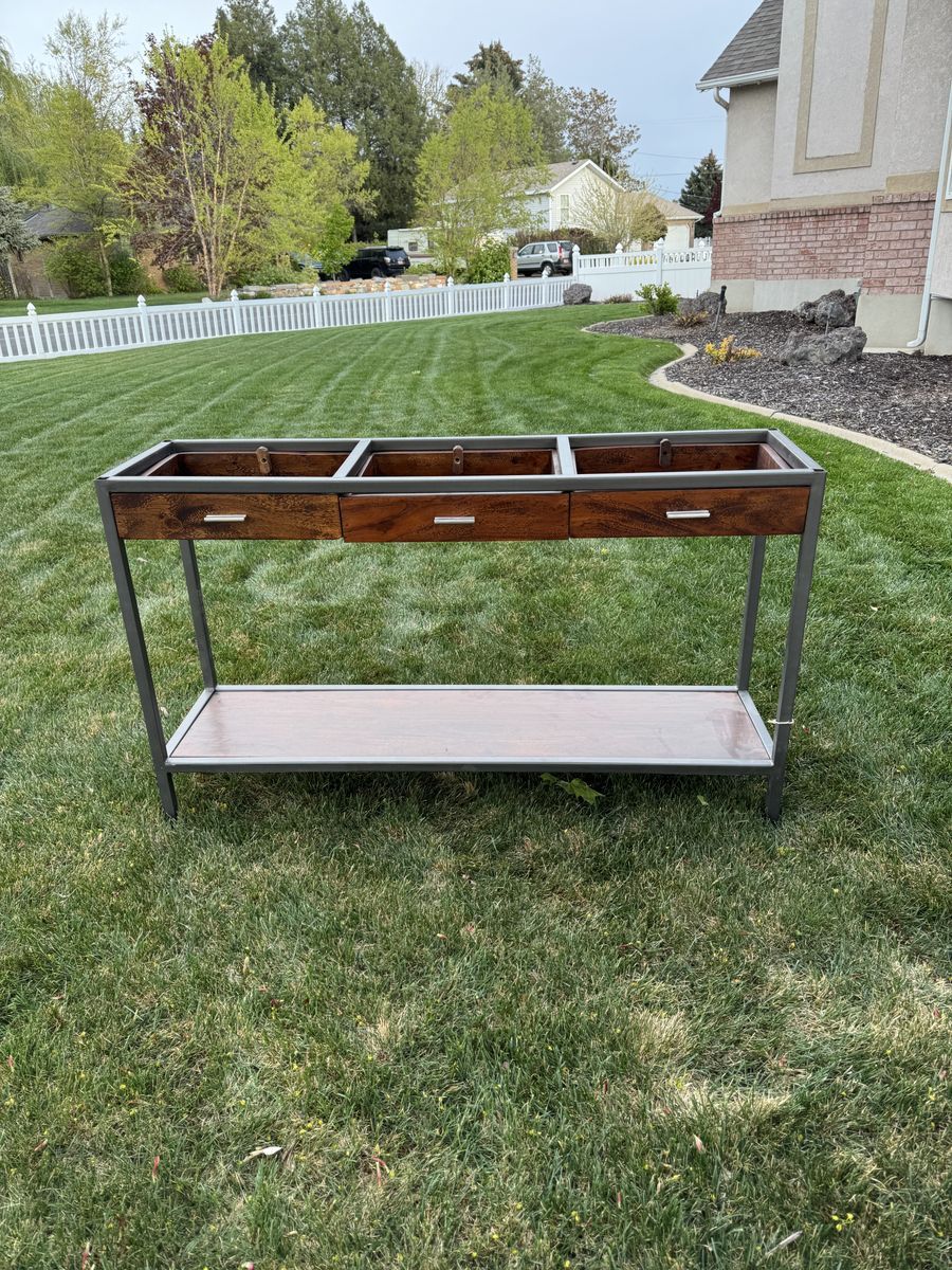OBO Console Table Wood and Metal 3 Drawers Lower Shelf