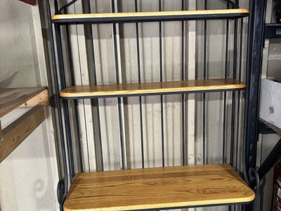 Wrought Iron Bakers Rack with Wood Shelves - Versatile Storage & Display