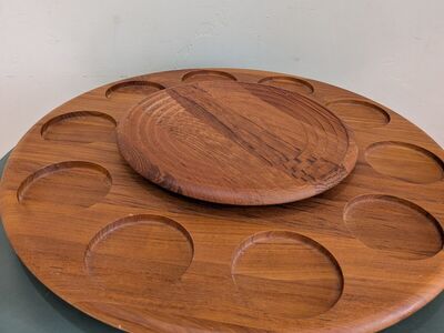 Mcm vintage Danish teak wood lazy Susan