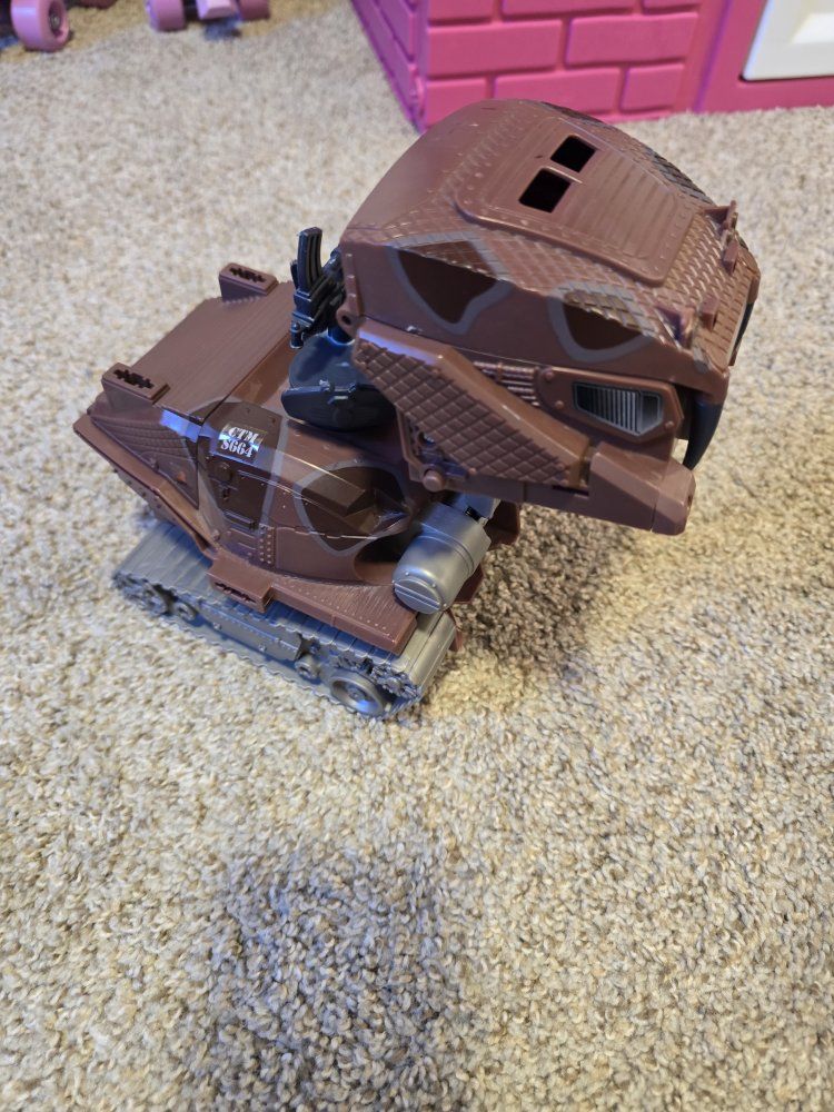 Brown Toy Tank Vehicle with Treads and Turret