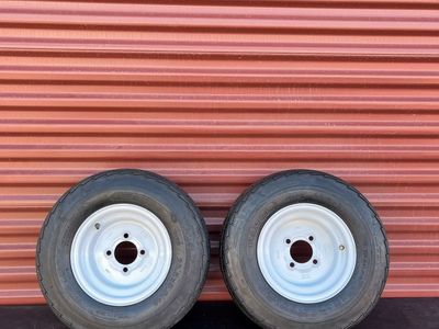 New Set of 2 Wanda 20.5X8.0-10 Pontoon/ Snowmobile Trailer Tires Mounted on New White Wheels Heavy Duty 10 Ply E Load 4on 4 lug