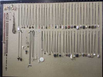 Crystal necklaces earrings and pendulums