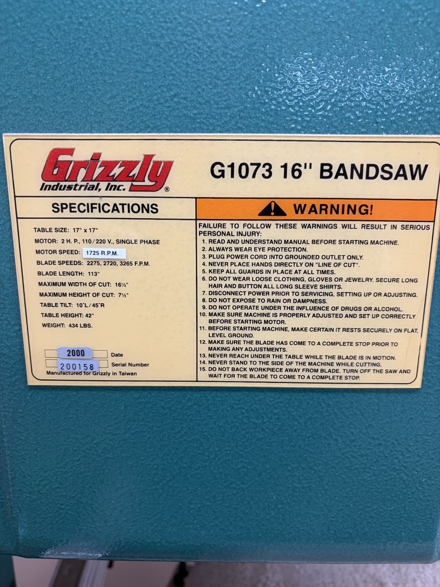 Grizzly Band Saw