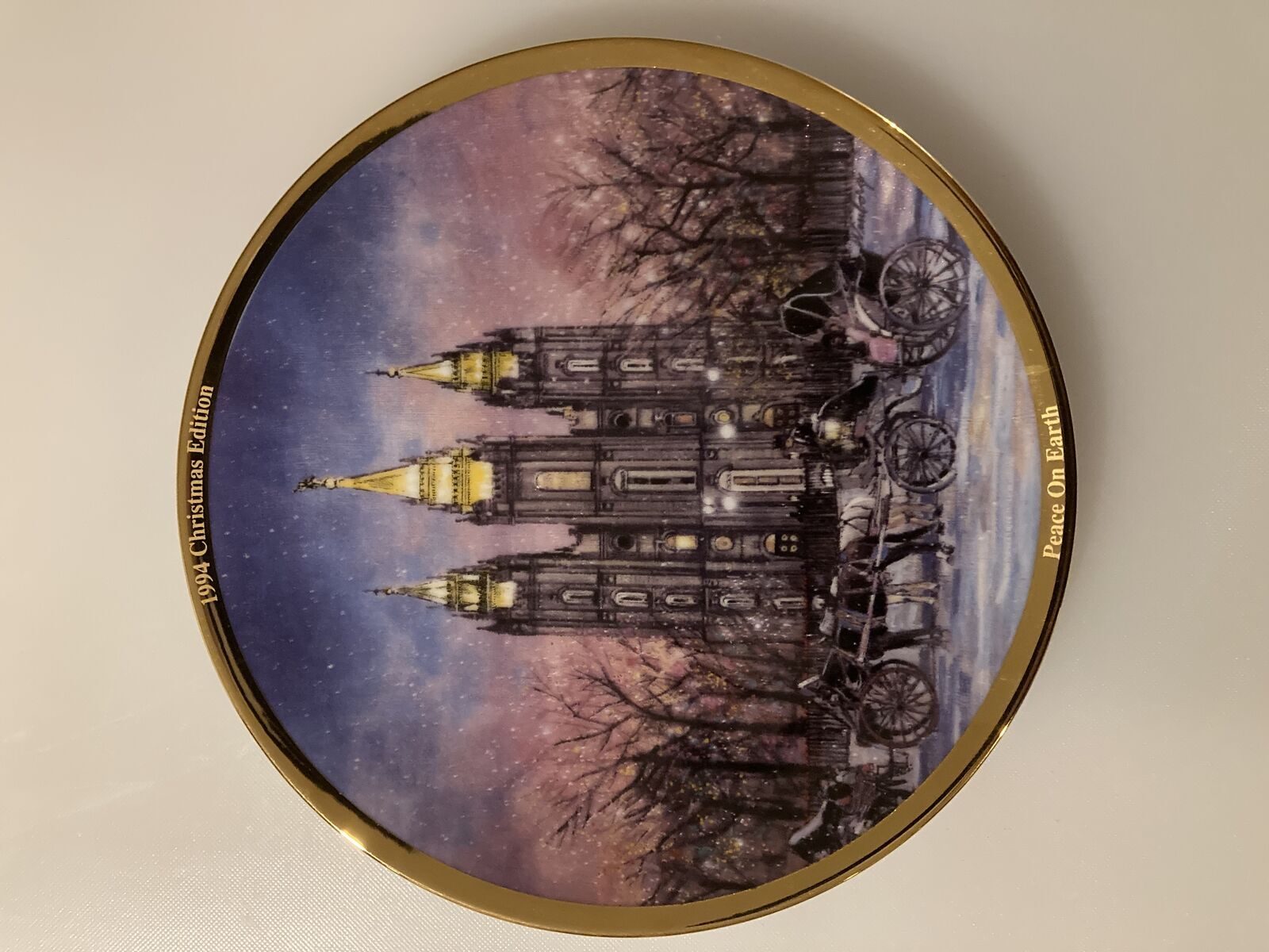 Vintage Porcelain Collector Plate - Christmas 1994 - "PEACE ON EARTH"  with COA