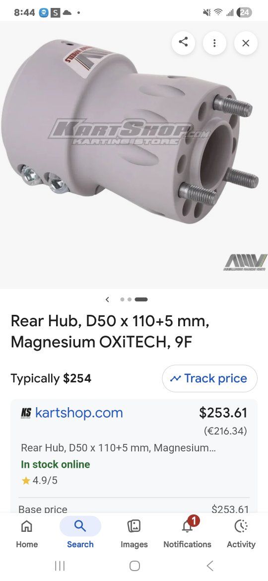 AMV 9F Rear Wheel Hub made of magnesium with the OXiTECH treatment. For go karts ( I have 2 available)