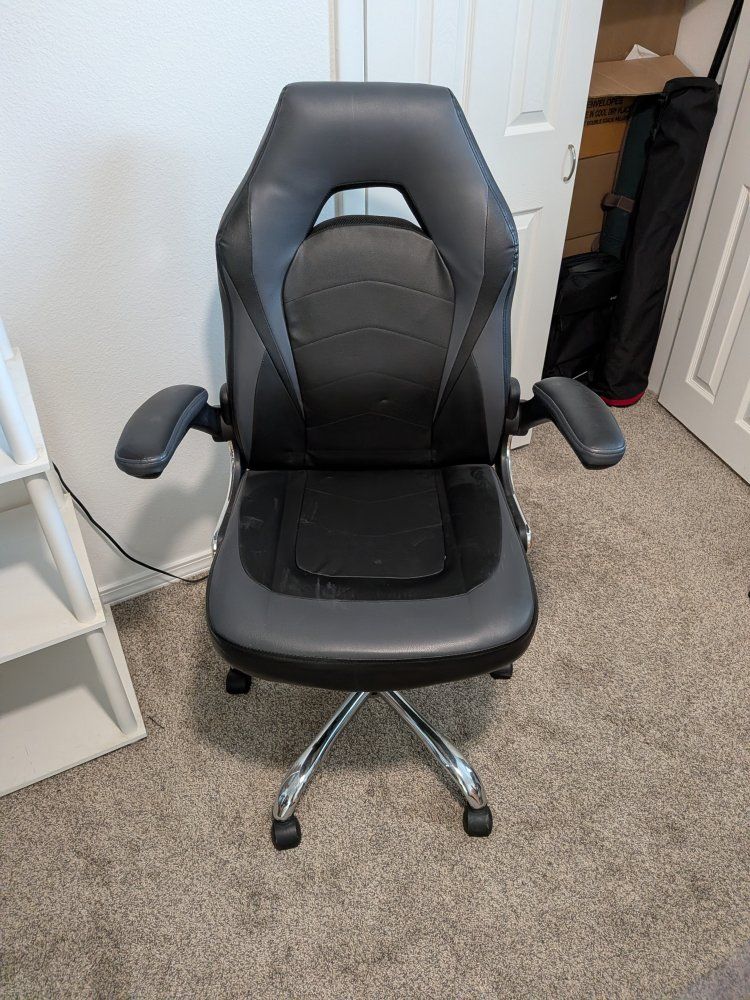 Black & Gray Adjustable Ergonomic Swivel Gaming Chair on Wheels