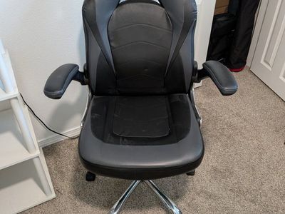 Black & Gray Adjustable Ergonomic Swivel Gaming Chair on Wheels