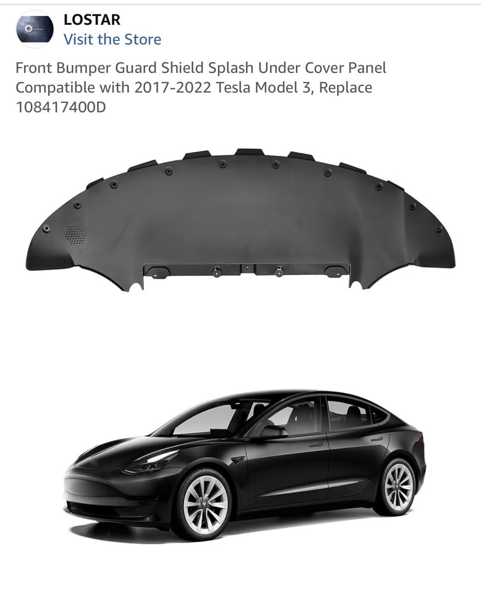 Tesla model three front splash guard