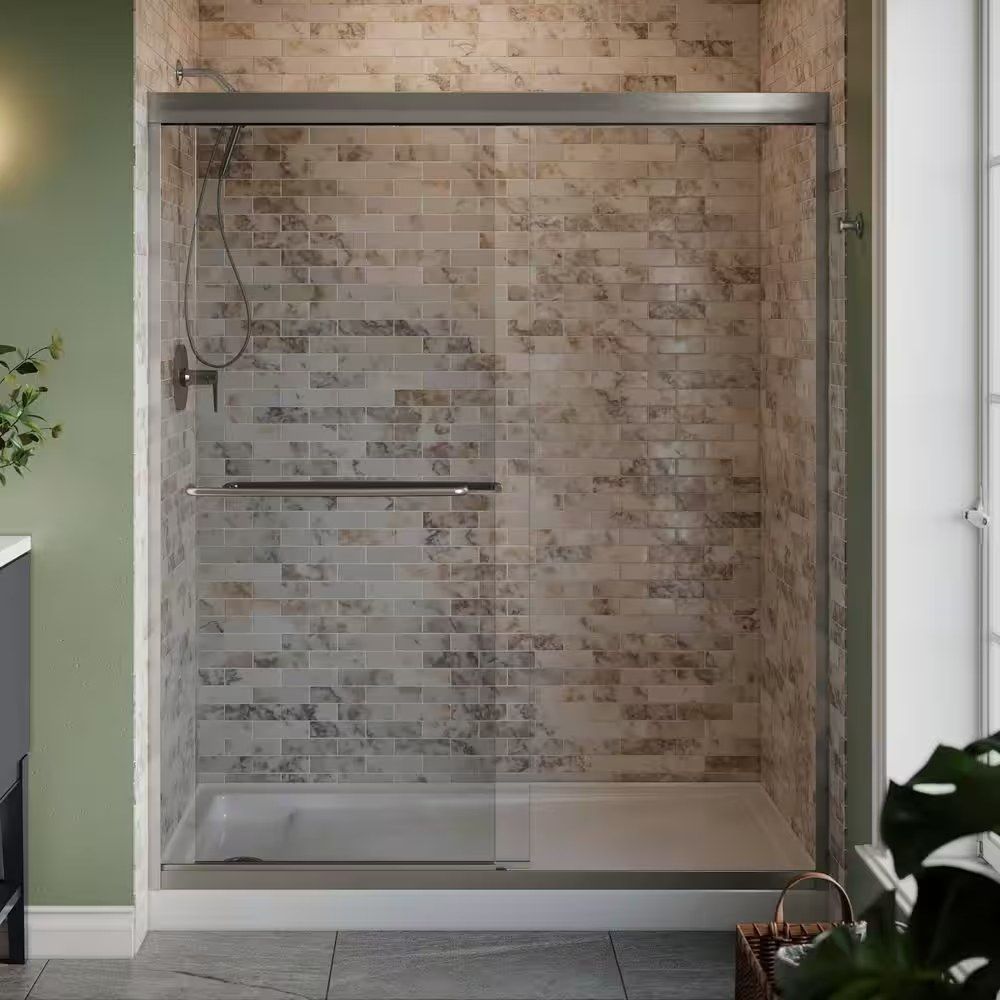 KOHLER Lively Frameless Sliding Shower Door, Brushed NiCKEL