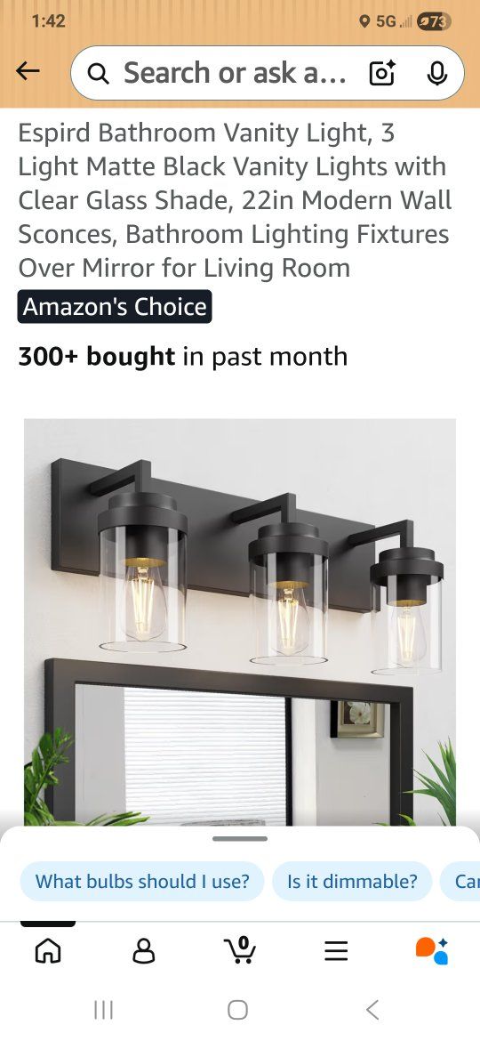 Espird 22in Modern Matte Black 3-Light Bathroom Vanity Light with Clear Glass Shades