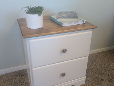 Refinished Solid Wood Two-Tone Nightstands / End Tables