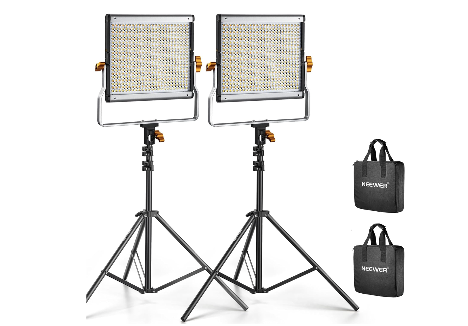 New in Box 2 Packs Dimmable Bi Color 480 LED Video Light Kit, 3200~5600K CRI 96+ LED Panel