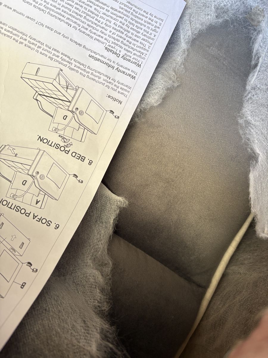 Convertible Sofa Bed with Built-in Charger & Power Outlet - Grey Fabric