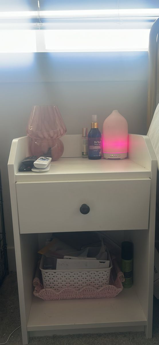 White Modern Nightstand with Single Drawer and Open Shelf