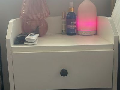 White Modern Nightstand with Single Drawer and Open Shelf