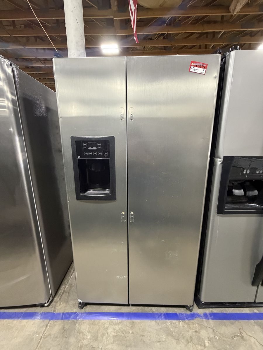 Great GE Stainless Steel Side-by-Side Refrigerator with Warranty
