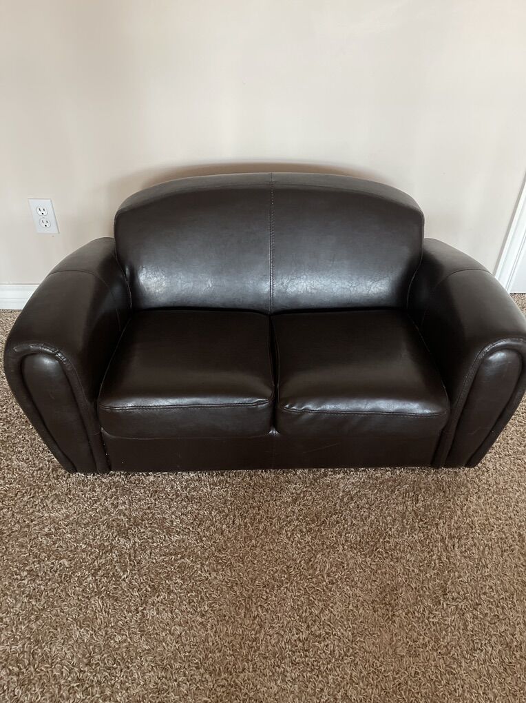 Children's Dark Brown Leather Couch