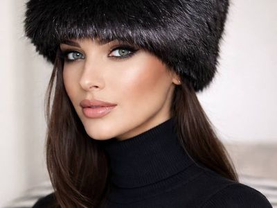 Women's Black Real Fur Russian Cossack Winter Hat with Storage Bag - Size Medium