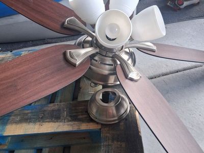 Hampton Bay 52" Brushed Nickel Ceiling Fan with Light Kit & Reversible Wood Blades