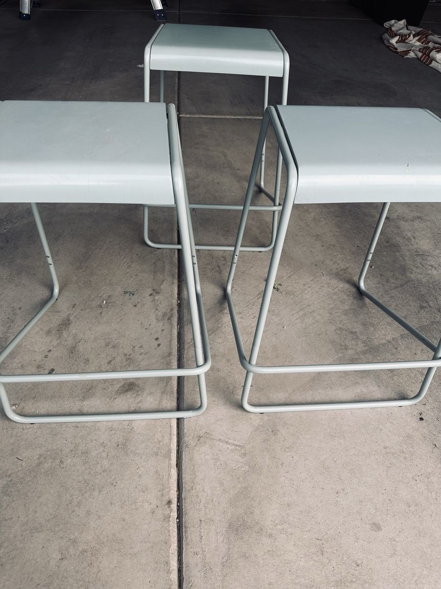 Set of 3 Modern “Light Grey Green” Counter Stools