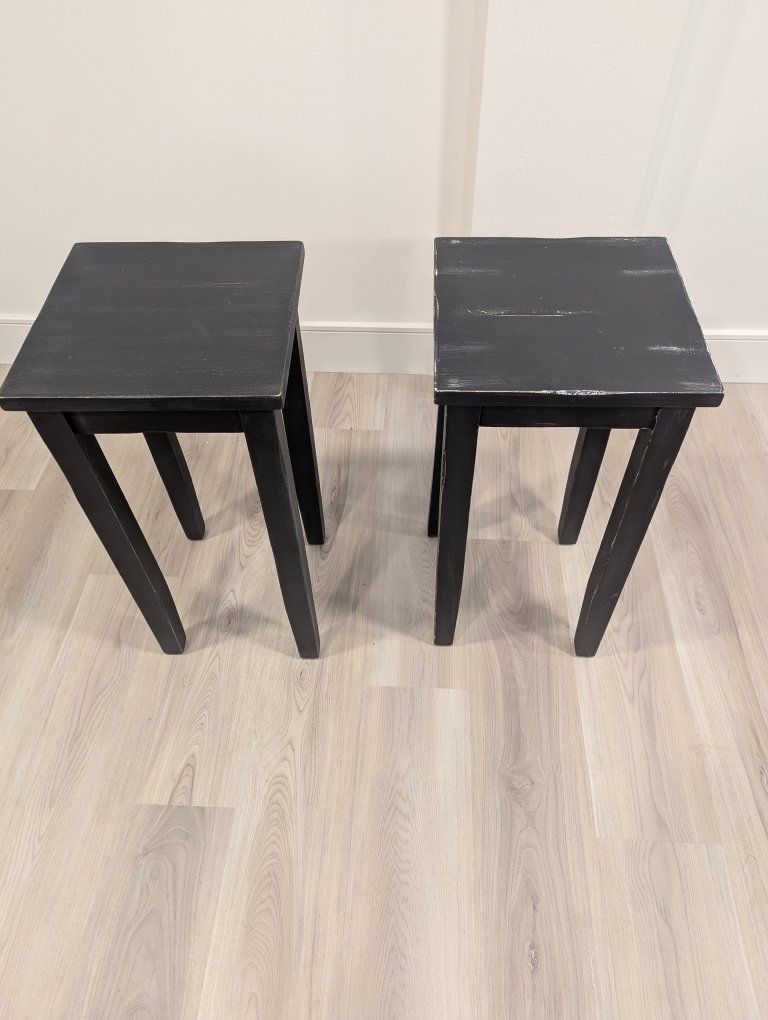 2 vintage style End Tables charcoal black