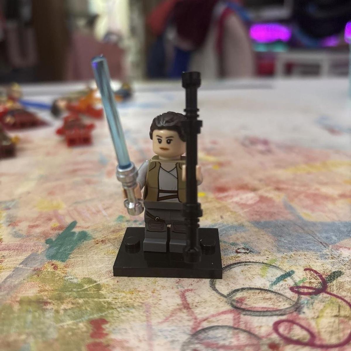 LEGO Star Wars Rey Minifigure with Lightsaber & Staff