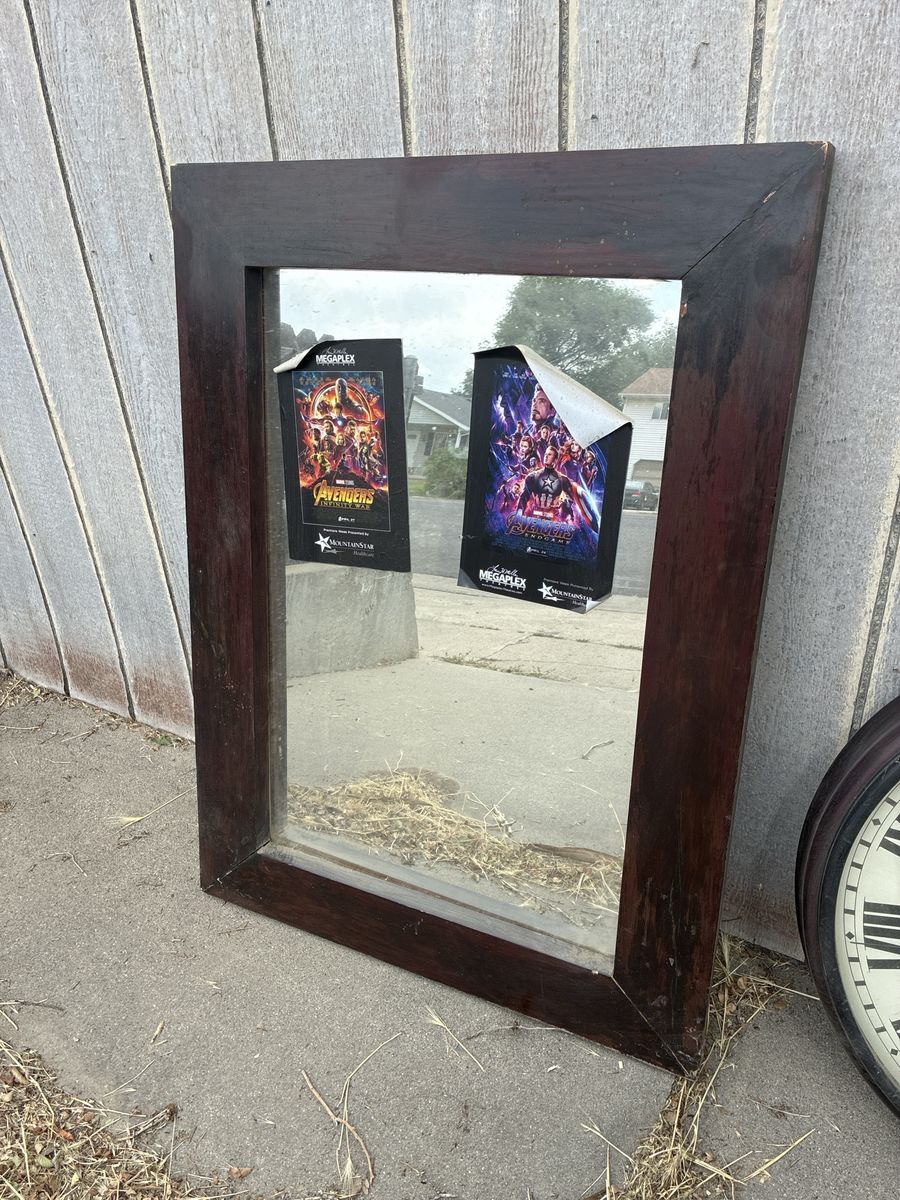 Large Dark Wood Framed Wall Mirror