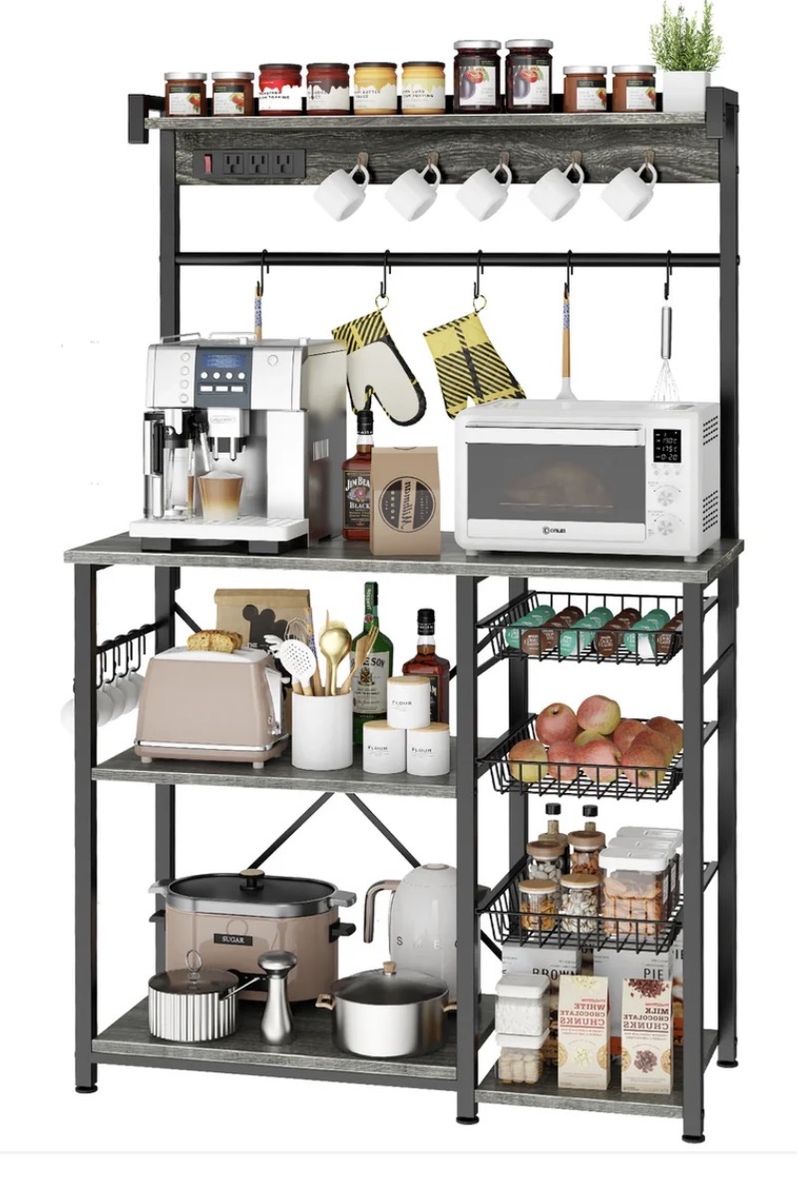 Large Bakers Rack with Power Outlets NEW