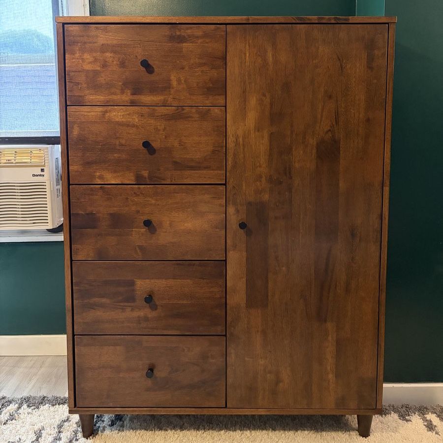 Mid-Century Modern Tall Walnut Dresser