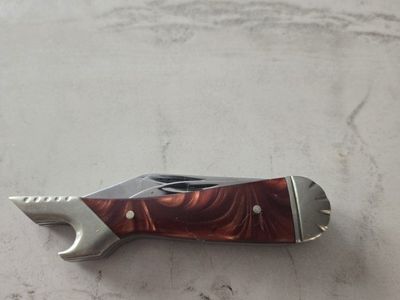 Imperial Schrade Pocket Knife Multi-Blade Marbled Brown Handle high heel women's knife