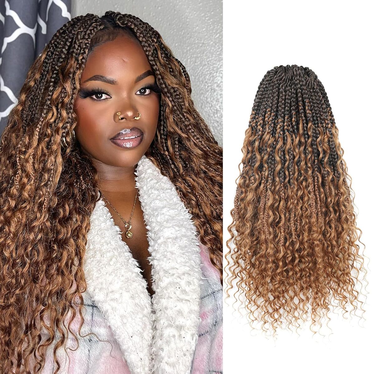 NEW Boho Crochet Braids Human Hair 12 Inch 8 Packs (96 Strands) Handmade Pre-Looped Crochet Hair(12 Inch, T30-8P)