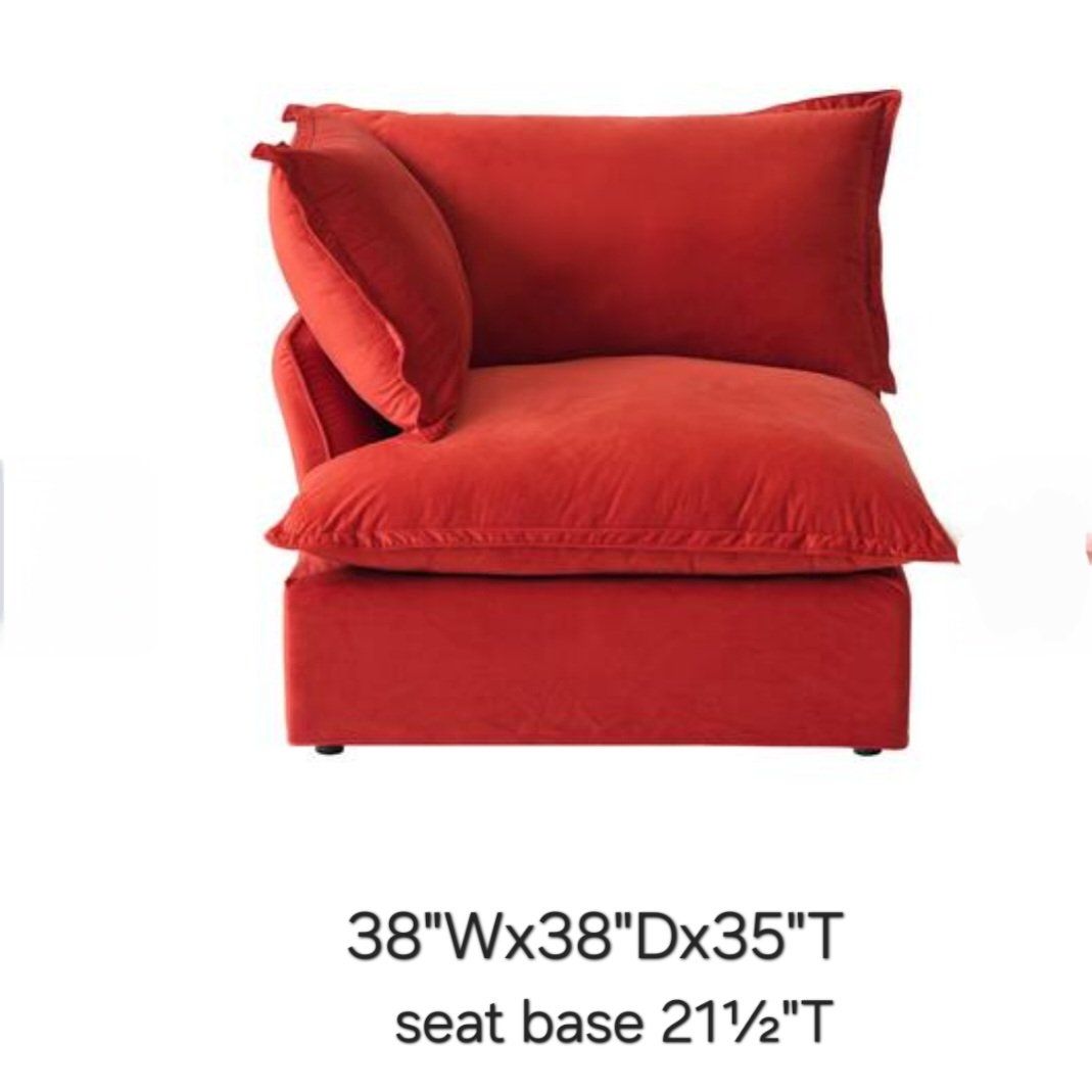 Red Velvet Oversized Deep Seat Corner Chair