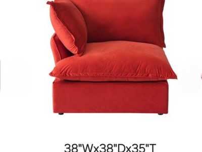 Red Velvet Oversized Deep Seat Corner Chair