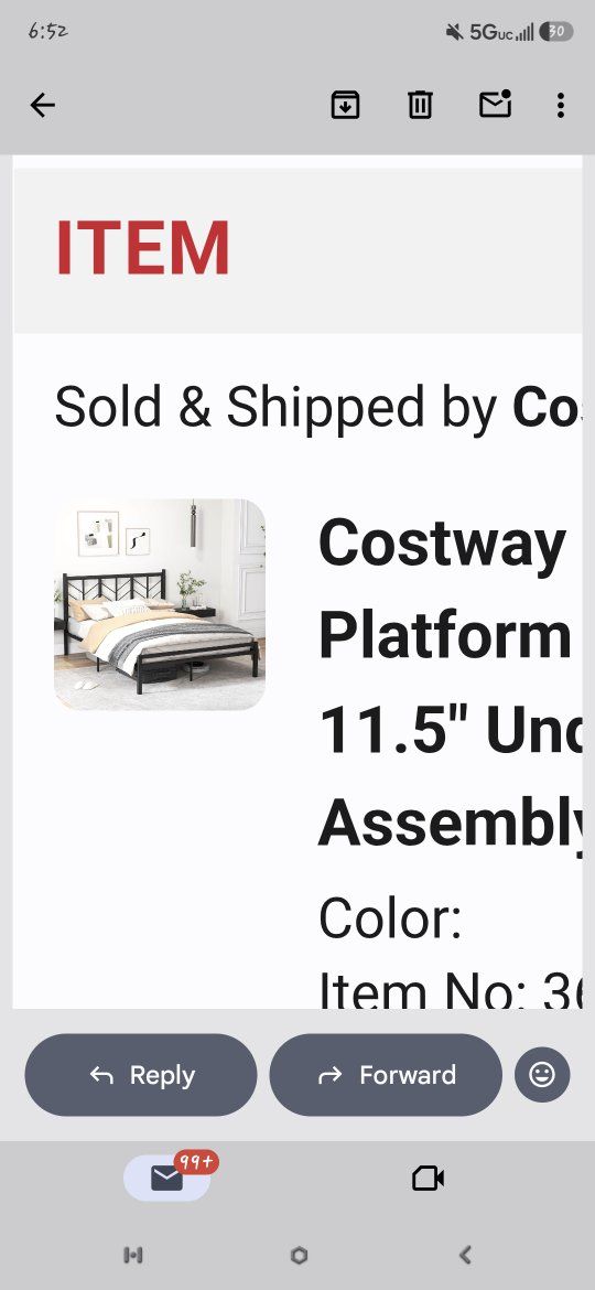 Costway Metal Platform Bed Frame, Twin/Full/Queen Size, Headboard, 11.5" Under-Bed Storage