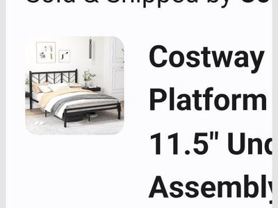 Costway Metal Platform Bed Frame, Twin/Full/Queen Size, Headboard, 11.5" Under-Bed Storage
