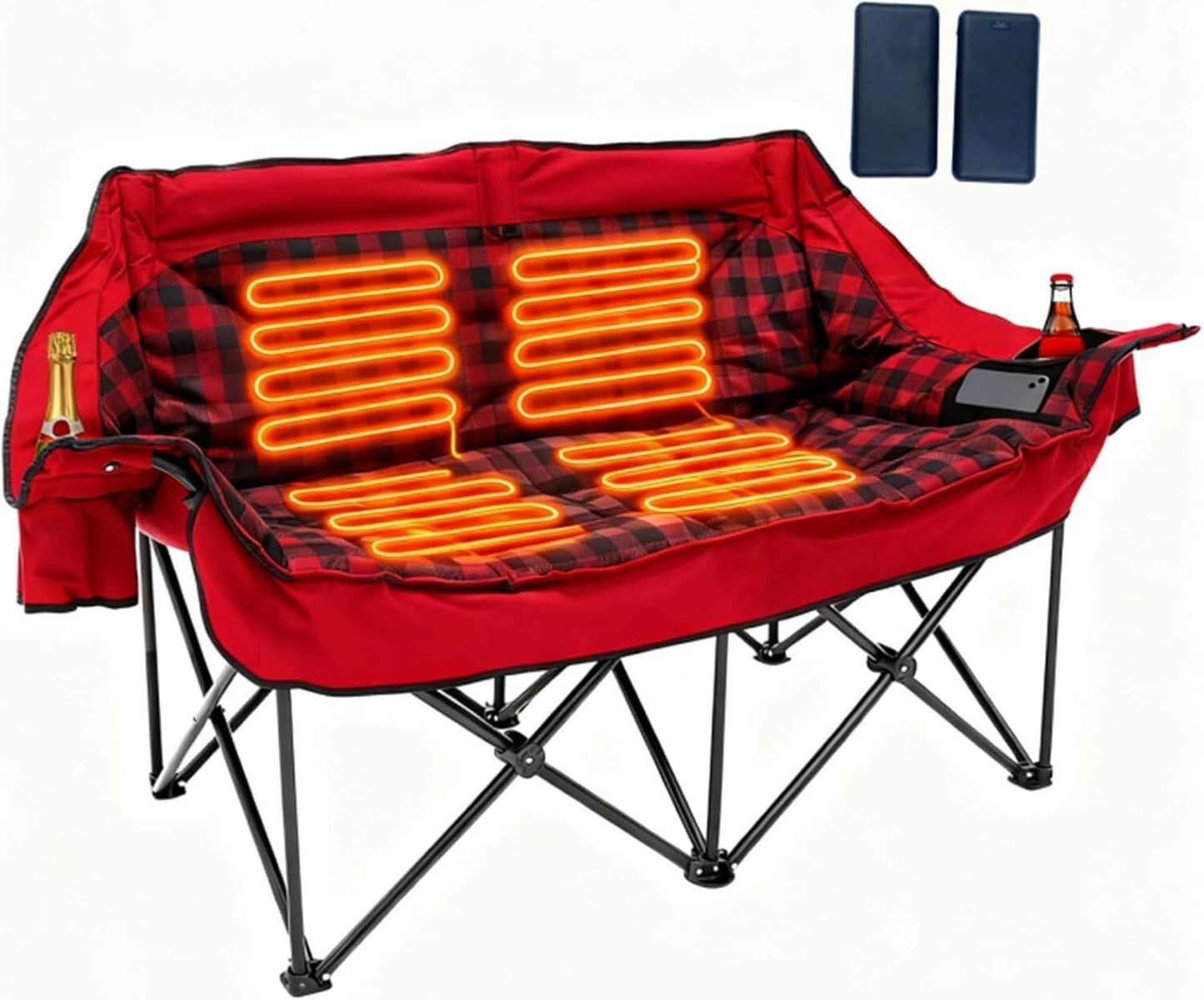 Heated Double Camping Chair with 2 Batteries