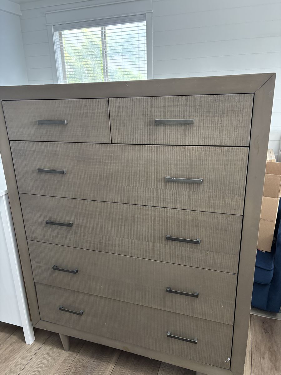 Gray wood dresser