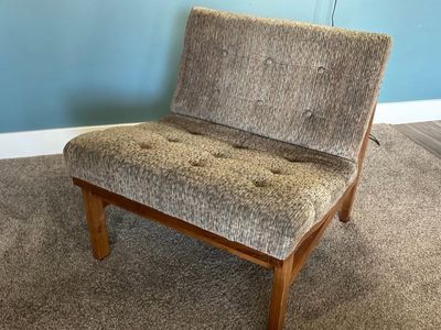MCM custom upholstery/walnut lounge chair