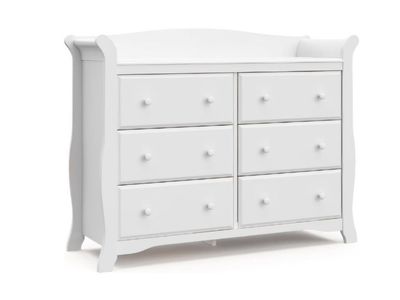 Storkcraft Avalon 6 Drawer Double Dresser, White