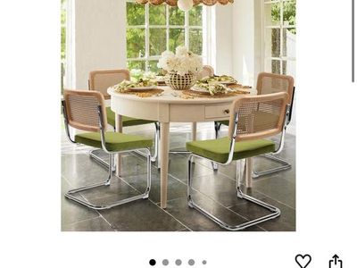 *NEW IN BOX* KROFEM Modern Rattan Kitchen Chairs - Green Set of 4