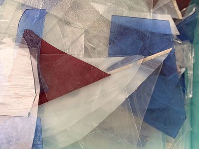 Assorted Stained Glass Scraps - Clear, Blue, Red - Crafting & Art Supplies