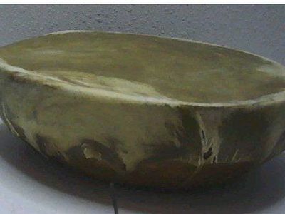 Vtg Handmade Native American rawhide hand drum 10.5x8x3.5"