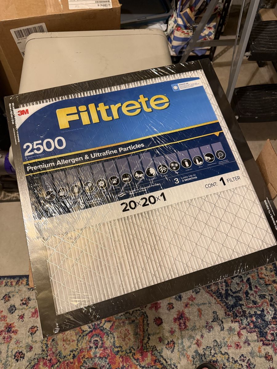 4-Pack MERV14 20x20x1 Filtrete AC Furnace Air Filter, MPR 2500, Premium Allergen, Ultrafine Particles, Bacteria & Virus