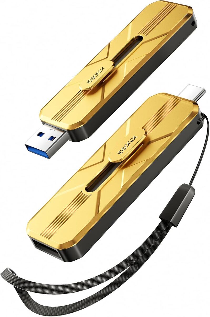 New in Unopened Box, USB Flash Drive 512GB Externe SSD, Up to 1073MB/s, Thumb Drive with 2 Ports USB A 3.2 + Type C, Push-Pull