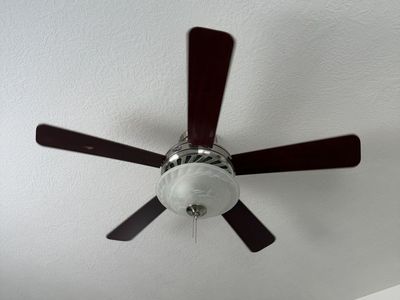 Ceiling Fan with Light Fixture Brushed Nickel and Dark Mahogany Wood Blades