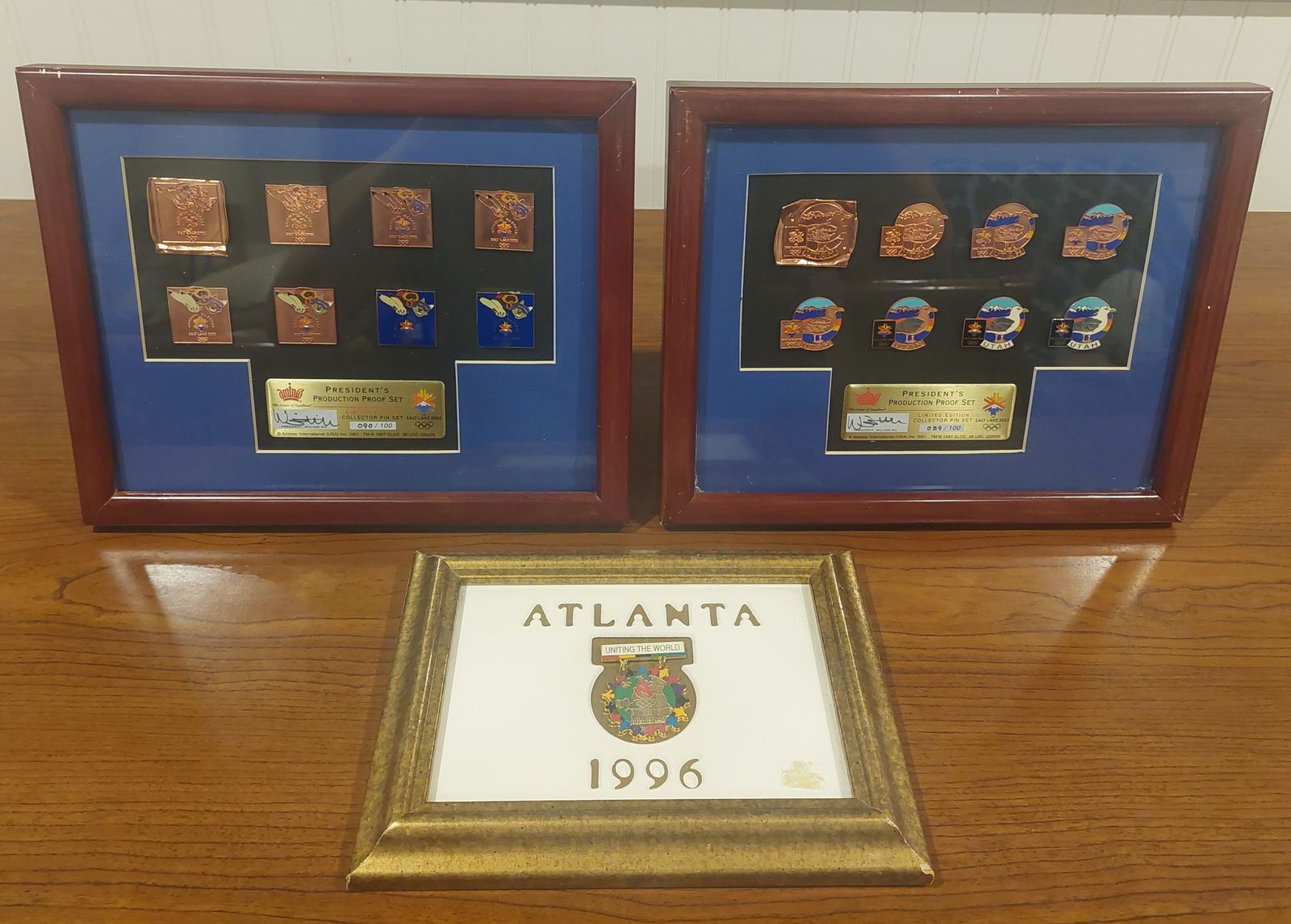 RARE OLYMPIC PIN DISPLAYS – SALT LAKE 2002 & ATLANTA 1996 – LE /100