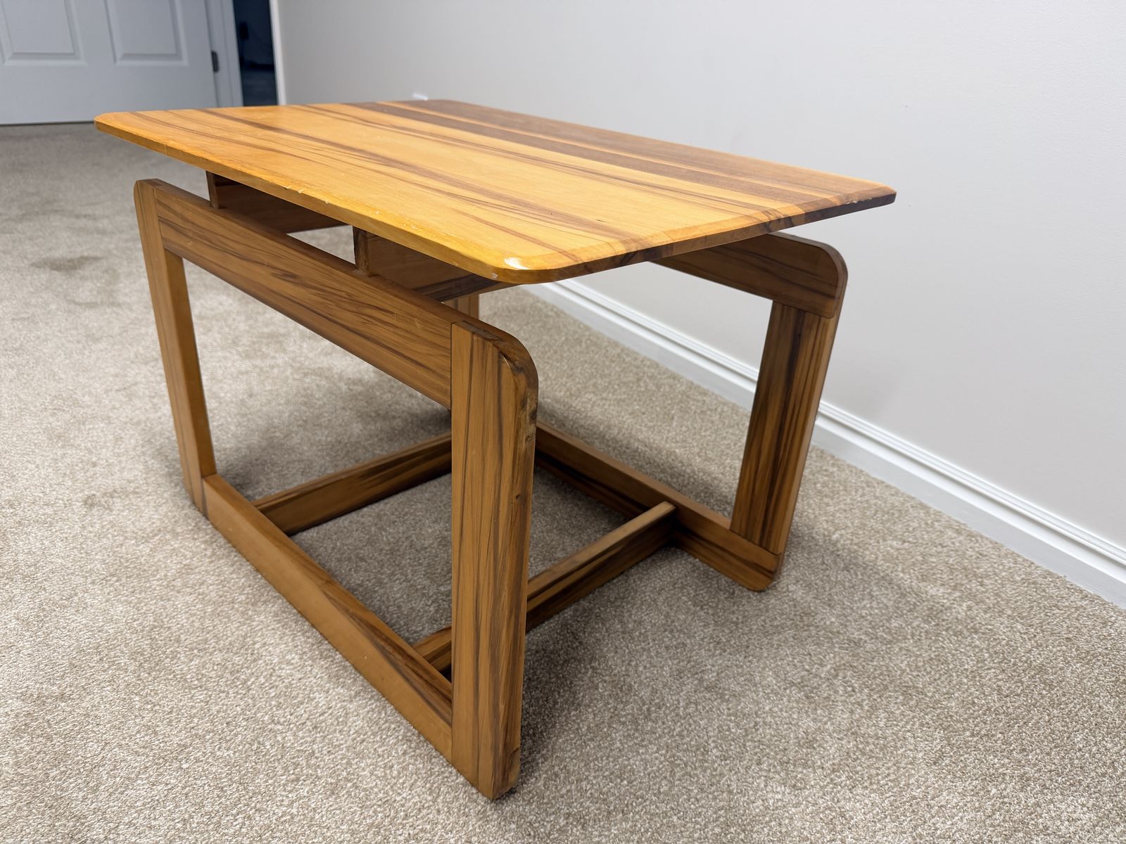 Solid Satin & Black Walnut, hand crafted coffee/bedside table