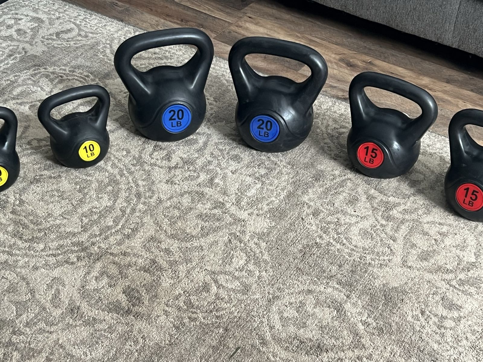 Set Kettlebells - Weights Include 10 LB, 15 LB, and 20 LB