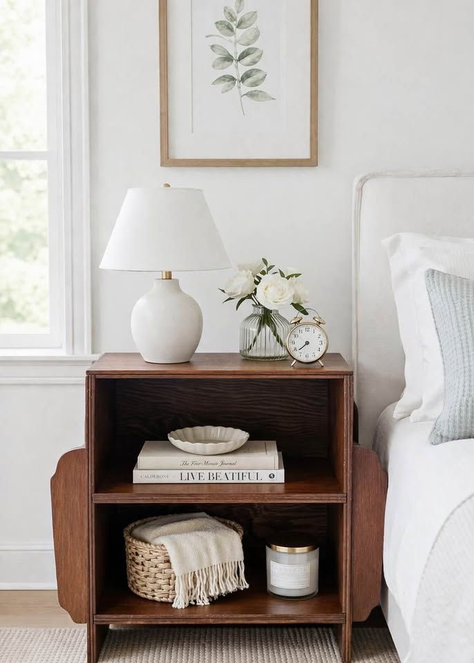 Vintage Mission Oak Arts & Crafts Style 2 Tier Bookshelf Bookcase | Nightstand Kitchen Shelf